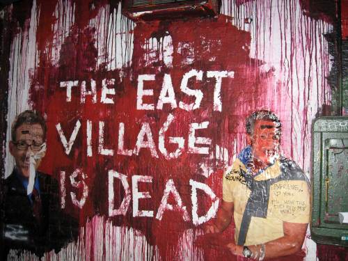 The East Village is Dead mural outside Mars Bar